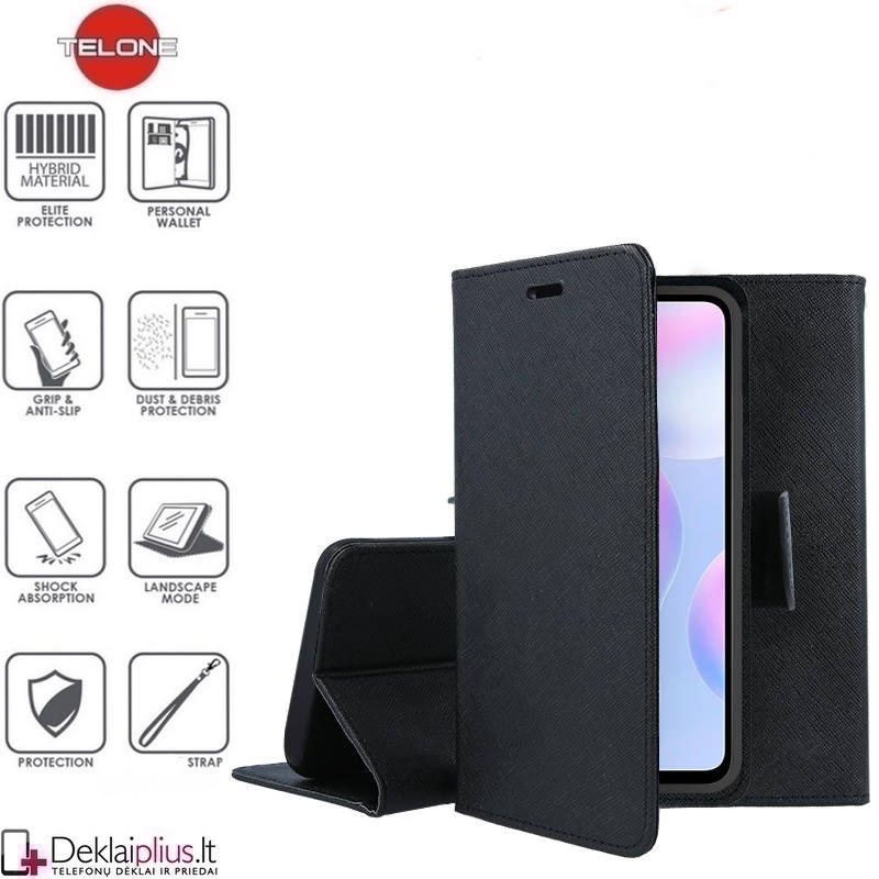 Atverčiamas dėklas su skyreliais - juodas (Xiaomi Redmi 9A) Atverčiamas dėklas su skyreliais - juodas (Xiaomi Redmi 9A)